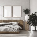 Mockup frame in luxury bedroom interior, loft style