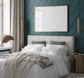 Mockup frame in modern bedroom interior background Royalty Free Stock Photo