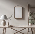 Mockup frame in Nomadic style interior background