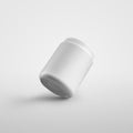 Mockup of frosted white jar with lid, for pills, vitamin, isolated on background Royalty Free Stock Photo