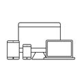 Mockup gadget and device outline icons set vector illustration
