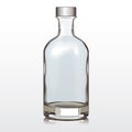Mockup Glass Bottle Silver Cap, Vector Illustration Template