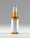 Mockup glass clean bottle on grey background, 3D illustration