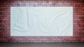 Banner with pleats pasted on a brick wall - 3D illustration