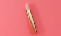 Mockup gold lipstick on coral studio background. 3d rendering