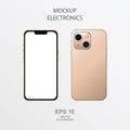 Mockup golden mobile phone on white background - Vector Royalty Free Stock Photo