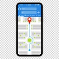 Mockup with gps navigation phone. map mobile