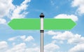 Mockup green road sign pole on blue sky background with clipping path for mockup Royalty Free Stock Photo