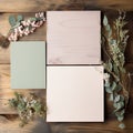 mockup harmoniously blends paper, and flowers into a stylish and minimalistic presentation