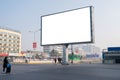 Mockup image of Blank billboard white screen posters in the city on road for advertising background