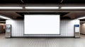 Mockup image of Blank billboard white screen posters and led in the subway station for advertising. Generative Ai Royalty Free Stock Photo