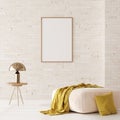 Mockup in interior background, room in light pastel colors, Scandi-Boho style