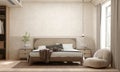 mockup interior luxury bedroom interior with minimal dÃ©cor loft style and empty frame