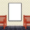 Mockup interior wall bench Royalty Free Stock Photo