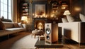 Harmonic Elegance: Bookshelf Speaker in a Cozy Sophisticated Space