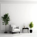 Mockup living room interior with sofa on empty white color wall background,3d rendering and decoration minimal,Generative, AI, Royalty Free Stock Photo