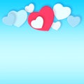 Mockup, love and graphic illustration of heart for Valentines Day, holiday and icons for care on blue background Royalty Free Stock Photo