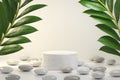 Mockup Luxury Minimal Platform For Show Natural Product With Plant And Pebble Stone Abstract Background 3d Render Royalty Free Stock Photo