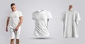 Mockup male t-shirt  on background. White blank on the body, 3D and on the hanger Royalty Free Stock Photo