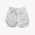 Mockup of male white loose shorts with compression line, pocket, isolated on background, back view