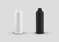 Mockup of a matte white, black bottle with a flip top cap, for liquid detergent, for cleaning the kitchen, home, for design Royalty Free Stock Photo