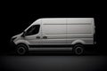 Mockup minibus white on dark background. Neural network AI generated