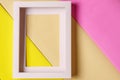 Mockup. Empty picture frame against pastel background. Royalty Free Stock Photo