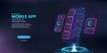 Mockup Mobile App UI, UX, KIT in 3D smartphone Royalty Free Stock Photo
