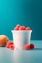 A mockup of natural yogurt with fresh apricot in plastic glass. Healthy food, healthy lifestyle, the concept of a sports Royalty Free Stock Photo