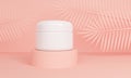 Mockup packaging cream for skin on a pink platform. 3d rendering