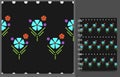 Seampless pattern of geometric flowers on black with notebook. Royalty Free Stock Photo