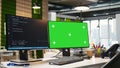 Mockup PC in empty IT startup office displaying programming languages Royalty Free Stock Photo