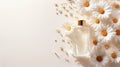 Mockup Perfume bottle with flower minimalism texture photography, Showcase Product, AI Generative Royalty Free Stock Photo