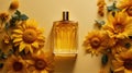 Mockup Perfume bottle with flower minimalism texture photography, Showcase Product, AI Generative Royalty Free Stock Photo