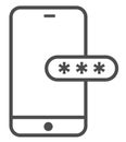 Mockup phone with encrypted password authentication. Two Factor Authentication or Multifactor Authentication or One Time Password