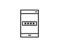 Mockup phone with encrypted password authentication. Two Factor Authentication or Multifactor Authentication or One Time Password