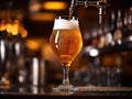 Beer Being Poured from Tap Closeup Mockup Bar,ai generated