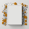 Mockup poster photo frame, amber waves and steel pebbles AI Generaion