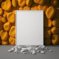 Mockup poster photo frame, amber waves and steel pebbles AI Generaion