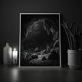 Mockup poster photo frame, dark cave filled with mysterious creatures AI Generaion