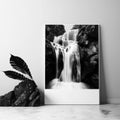 Mockup poster photo frame, majestic waterfall cascading down a rocky cliff AI Generaion