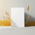 Mockup poster photo frame, wild meadows and golden sun, AI Generaion