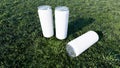 Mockup picture of 3d rendering of white cans