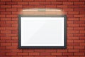 Mockup Picture and frame with light on wall Royalty Free Stock Photo