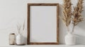 Mockup poster frame close up and accessories Royalty Free Stock Photo