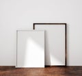 Mockup poster frame close up in minimalist modern interior background