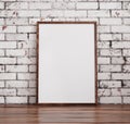 Mockup poster frame close up on old brick wall Royalty Free Stock Photo