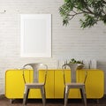 Mockup poster frame in living room loft in industrial style Royalty Free Stock Photo