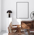 Mockup poster frame in minimalist modern interior background