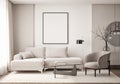 Mockup poster frame on the wall of living room. Luxurious apartment background with contemporary desi